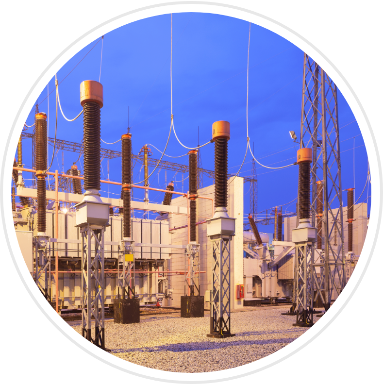 power substation with a blue sky